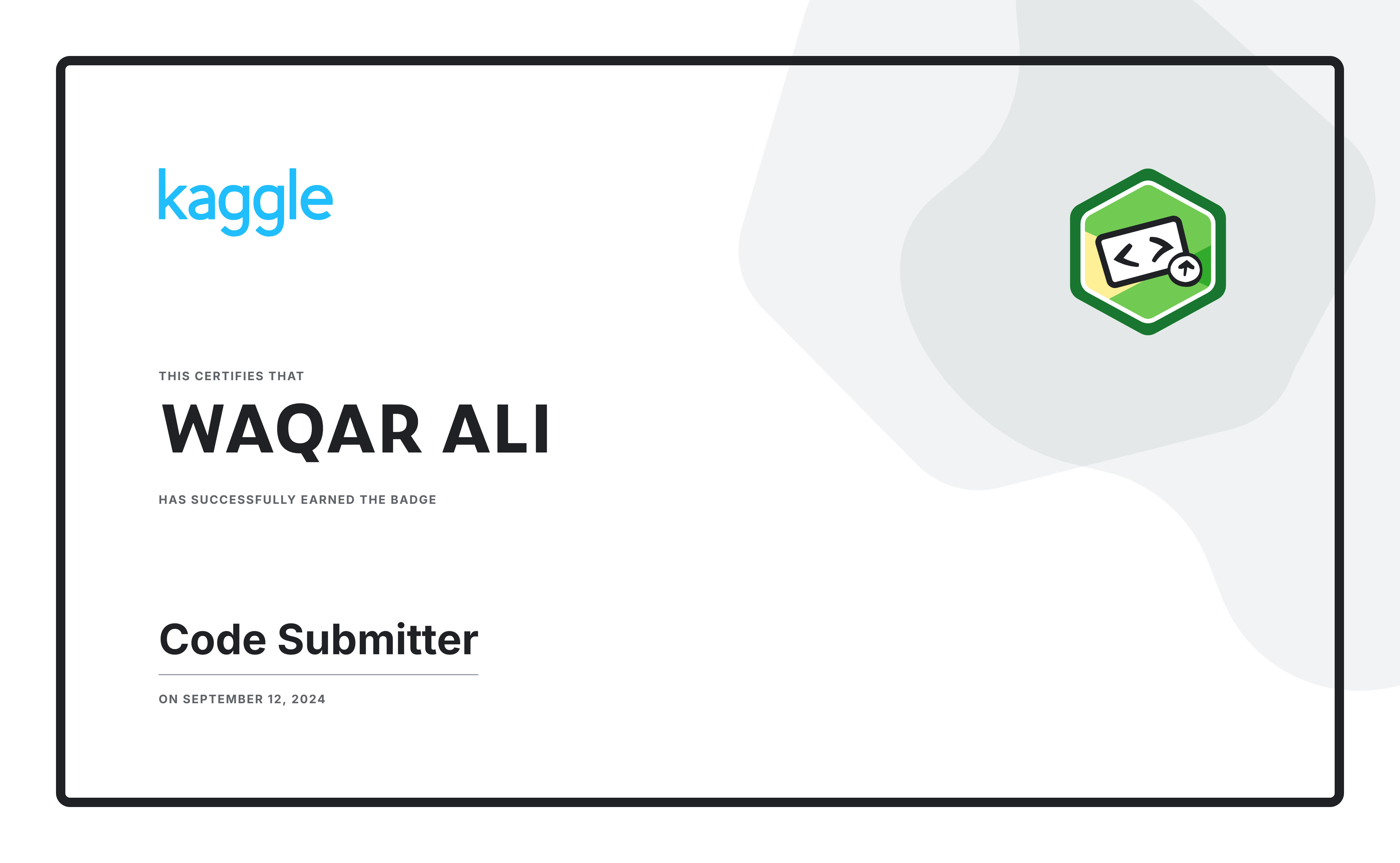 Kaggle Code Submitter badge